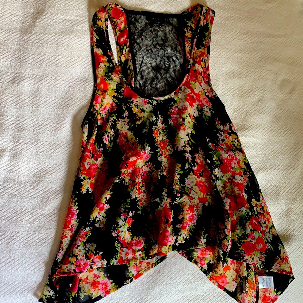 Floral lace racerback flowy millau top from LF - M